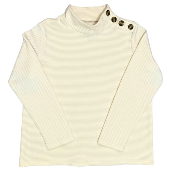 St John's Bay Women's Coastal Grandma Cream Button Shoulder Knit Sweater Size L - Picture 4 of 14